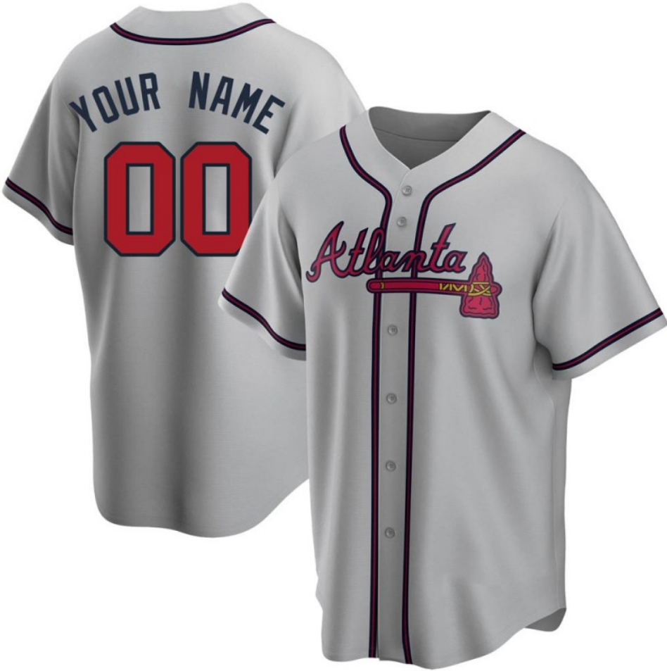 Men's Atlanta Braves Active Player Custom Grey Cool Base Stitched Jersey